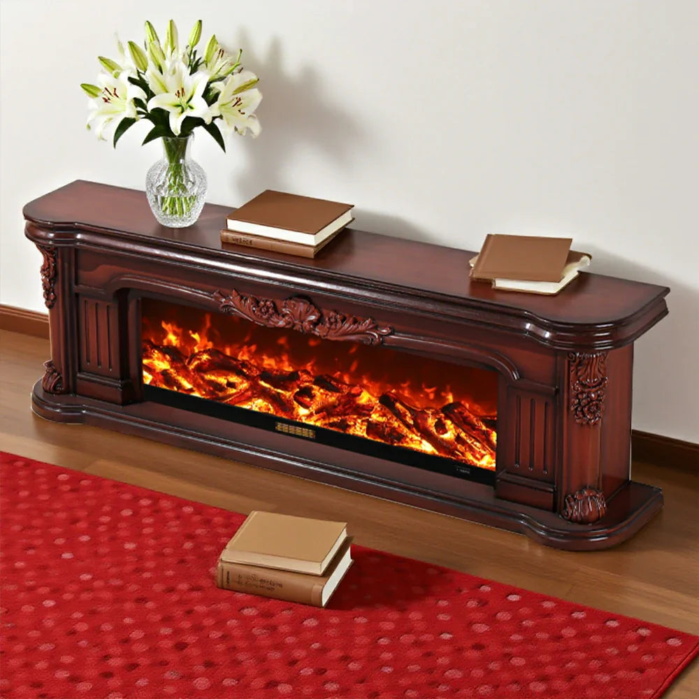 LIVARA 714 Core Fireplace 12W/750-1500W TV White Frame, Electric Solid - Flame Effect, Cabinet Wood Options Dual 3D - Brown