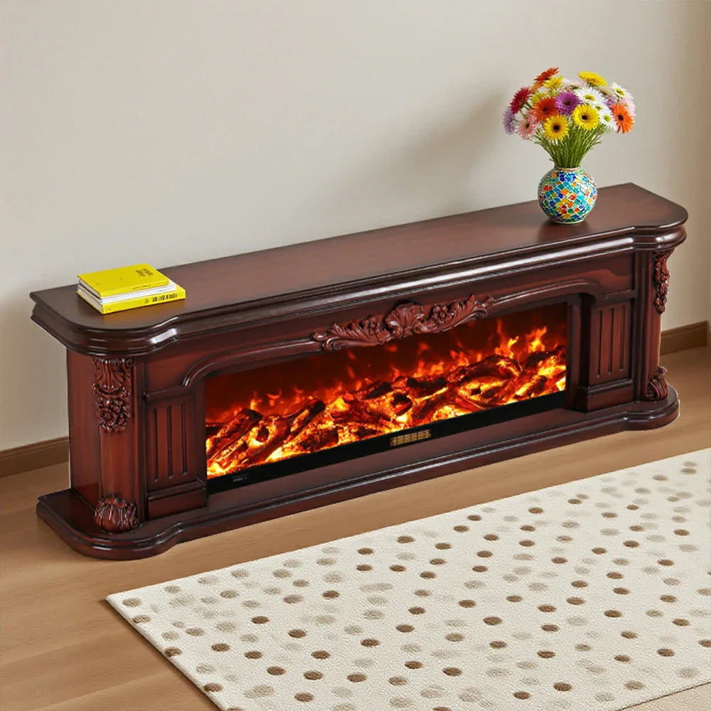 LIVARA 714 Core Fireplace 12W/750-1500W TV White Frame, Electric Solid - Flame Effect, Cabinet Wood Options Dual 3D - Brown