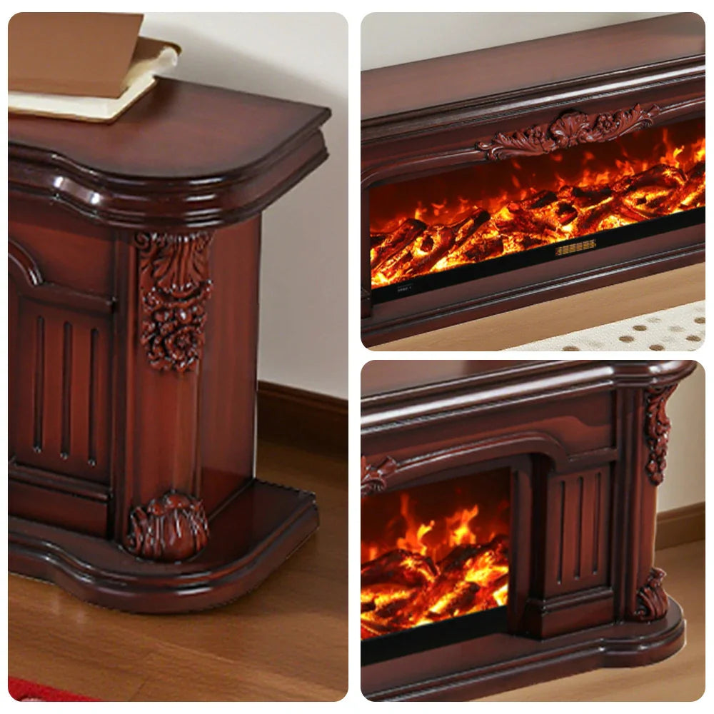 LIVARA 714 Core Fireplace 12W/750-1500W TV White Frame, Electric Solid - Flame Effect, Cabinet Wood Options Dual 3D - Brown