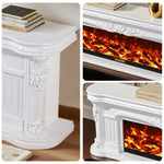 LIVARA 714 Flame TV 12W/750-1500W Electric 3D - Cabinet Effect, White Solid Core Fireplace Wood Dual - Options Frame, White