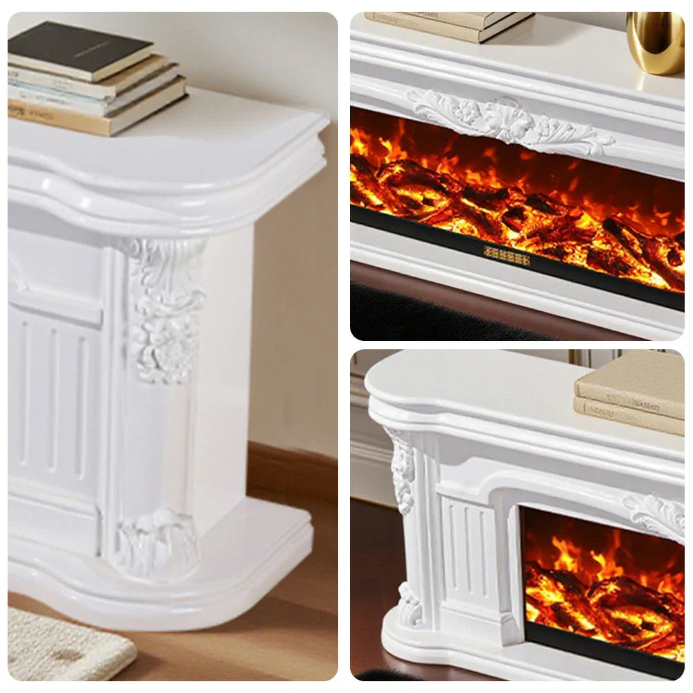 LIVARA 714 Flame TV 12W/750-1500W Electric 3D - Cabinet Effect, White Solid Core Fireplace Wood Dual - Options Frame, White