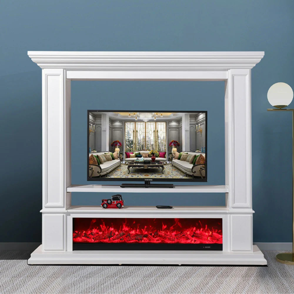 LIVARA 715 Electric Effect, Flame Frame, Cabinet Solid Fireplace 12W/750-1500W Core TV Options Control, White 3D Dual Wood 180cm Remote - White