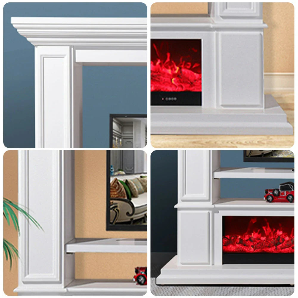 LIVARA 715 Electric Effect, Flame Frame, Cabinet Solid Fireplace 12W/750-1500W Core TV Options Control, White 3D Dual Wood 180cm Remote - White