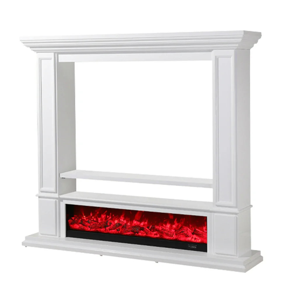 LIVARA 715 Electric Effect, Flame Frame, Cabinet Solid Fireplace 12W/750-1500W Core TV Options Control, White 3D Dual Wood 180cm Remote - White