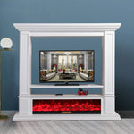 LIVARA 715 Electric Effect, Flame Frame, Cabinet Solid Fireplace 12W/750-1500W Core TV Options Control, White 3D Dual Wood 180cm Remote - White