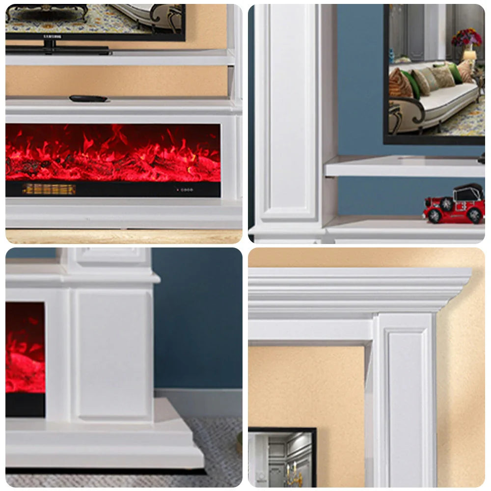 LIVARA 715 Electric Effect, Flame Frame, Cabinet Solid Fireplace 12W/750-1500W Core TV Options Control, White 3D Dual Wood 180cm Remote - White