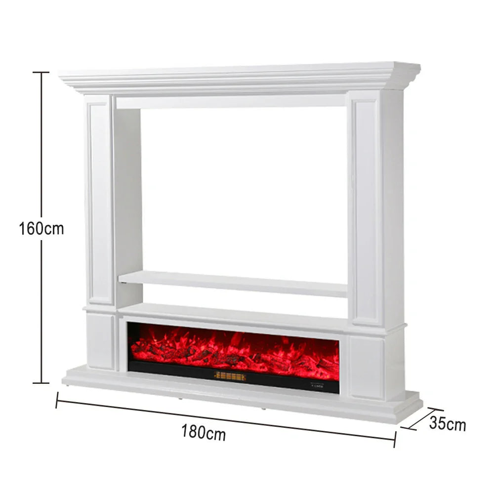 LIVARA 715 Electric Effect, Flame Frame, Cabinet Solid Fireplace 12W/750-1500W Core TV Options Control, White 3D Dual Wood 180cm Remote - White