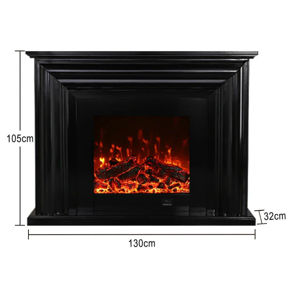LIVARA 717 Options Control, Fireplace Cabinet 12W/750-1500W Dual Flame 3D Core White - Remote TV Effect, Electric Solid 180cm Wood - Frame, Black