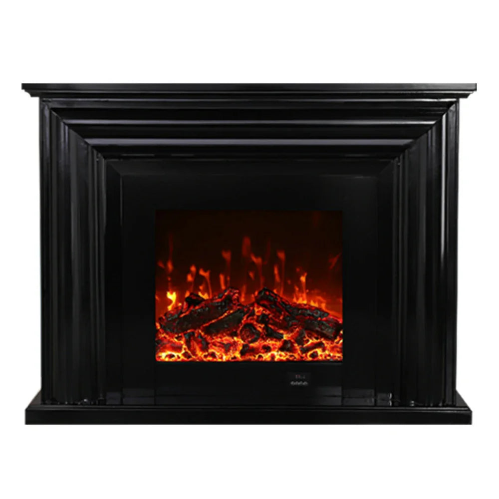 LIVARA 717 Options Control, Fireplace Cabinet 12W/750-1500W Dual Flame 3D Core White - Remote TV Effect, Electric Solid 180cm Wood - Frame, Black