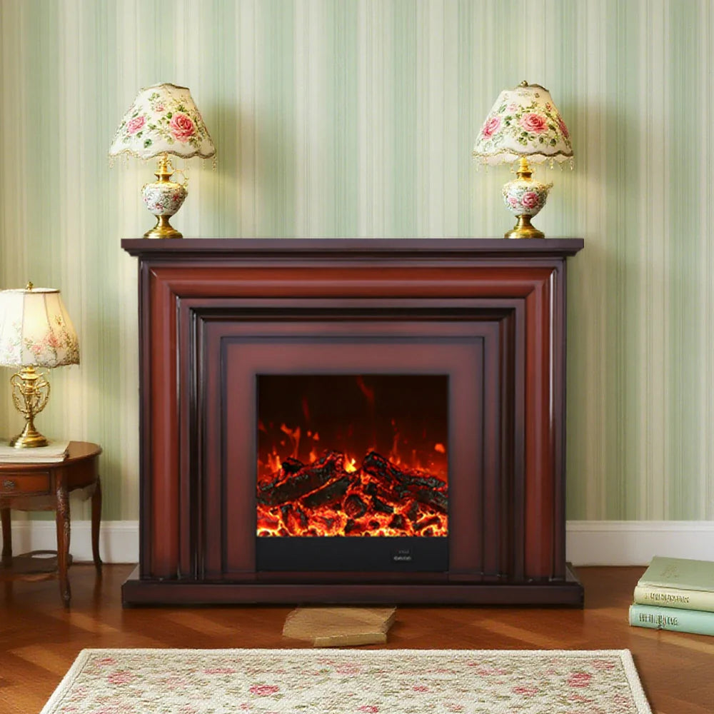 LIVARA 717 3D TV Cabinet Fireplace Remote Wood Dual Effect, - Electric 180cm White Core Solid 12W/750-1500W Options Flame Control, - Frame, Brown
