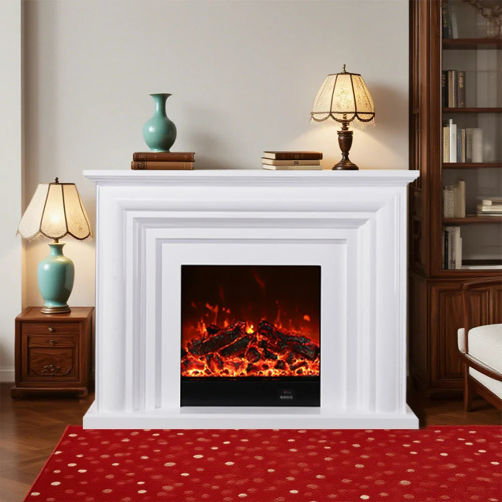 LIVARA 717 180cm - Remote Solid Dual White Cabinet 12W/750-1500W Frame, - Fireplace Flame Control, 3D Electric Options Effect, TV Wood Core White