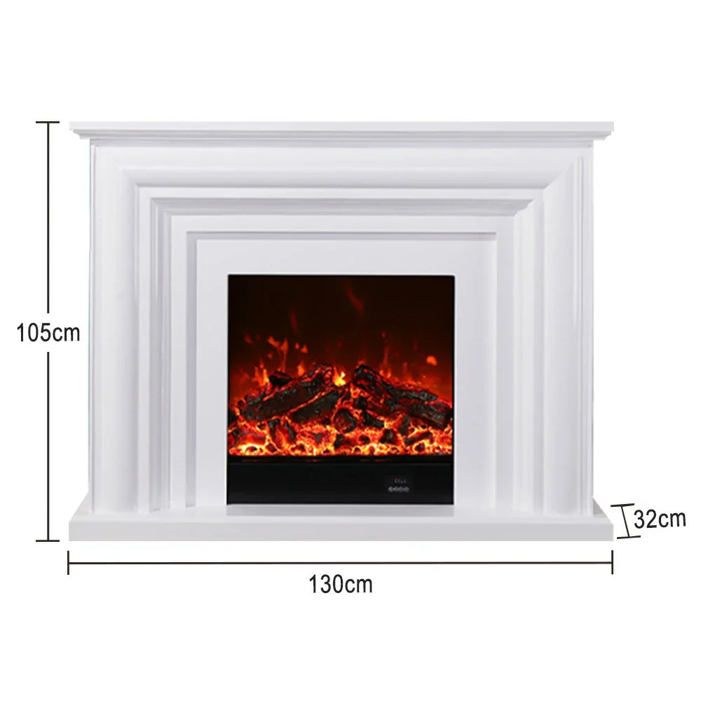 LIVARA 717 180cm - Remote Solid Dual White Cabinet 12W/750-1500W Frame, - Fireplace Flame Control, 3D Electric Options Effect, TV Wood Core White