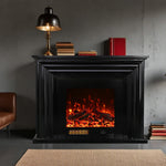 LIVARA 717 Options Control, Fireplace Cabinet 12W/750-1500W Dual Flame 3D Core White - Remote TV Effect, Electric Solid 180cm Wood - Frame, Black