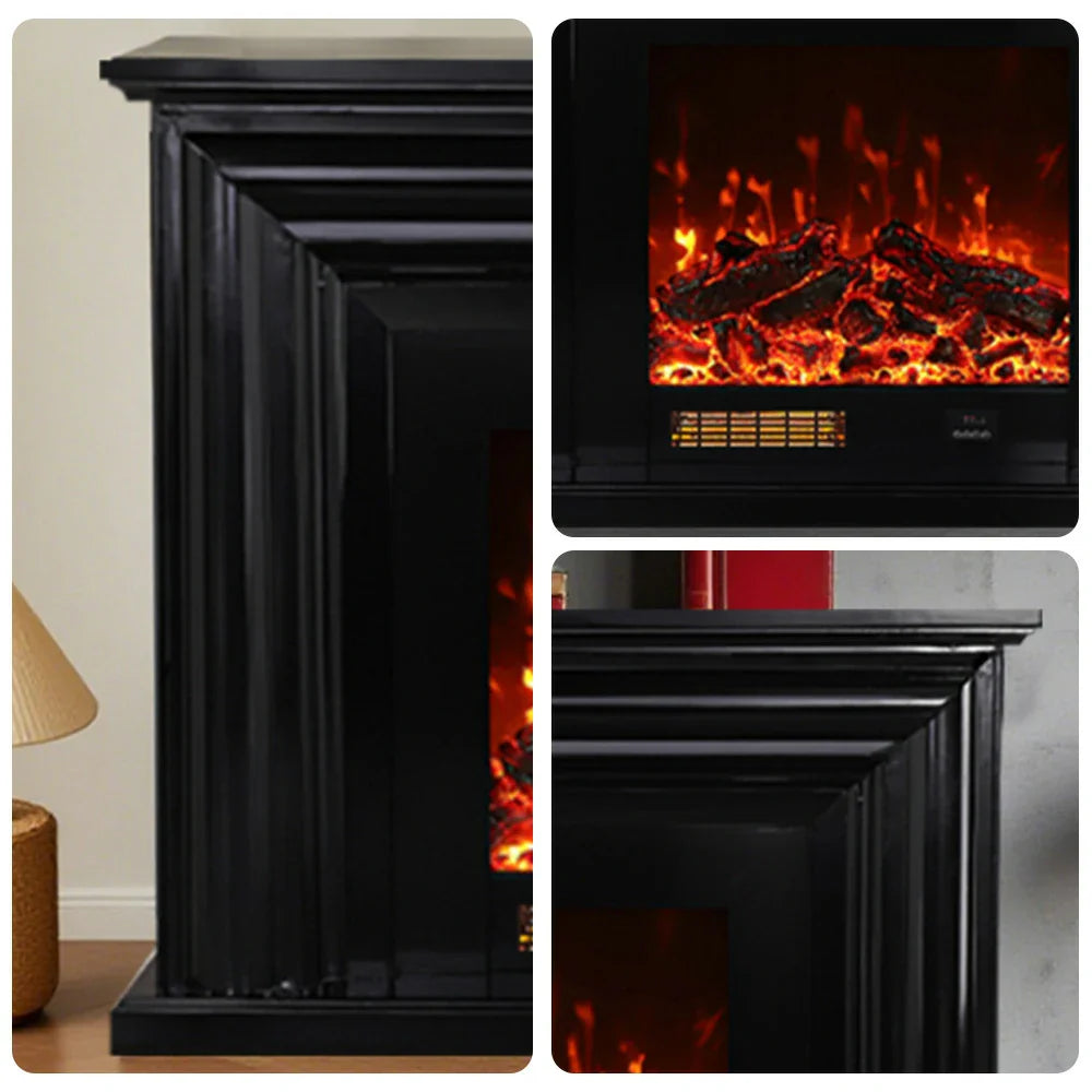 LIVARA 717 Options Control, Fireplace Cabinet 12W/750-1500W Dual Flame 3D Core White - Remote TV Effect, Electric Solid 180cm Wood - Frame, Black