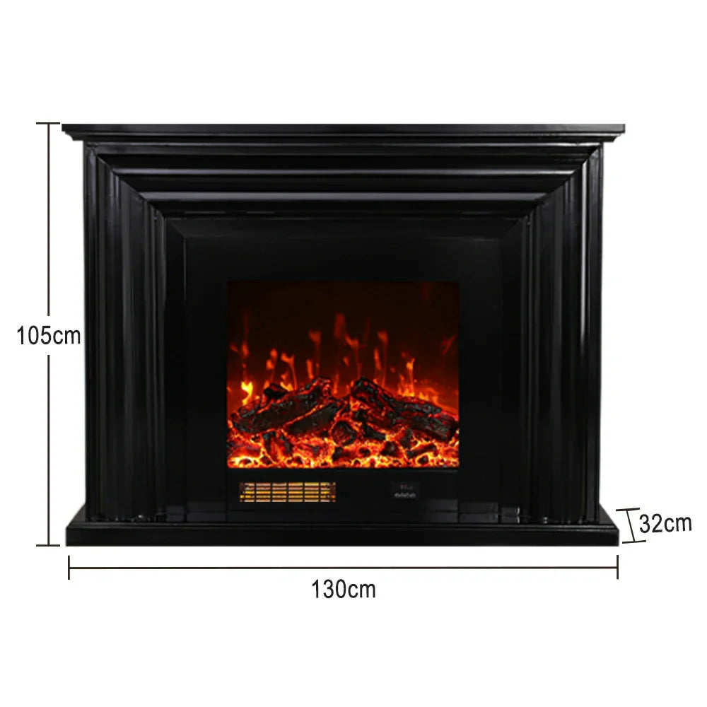 LIVARA 717 Options Control, Fireplace Cabinet 12W/750-1500W Dual Flame 3D Core White - Remote TV Effect, Electric Solid 180cm Wood - Frame, Black