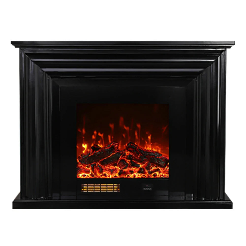 LIVARA 717 Options Control, Fireplace Cabinet 12W/750-1500W Dual Flame 3D Core White - Remote TV Effect, Electric Solid 180cm Wood - Frame, Black