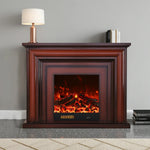 LIVARA 717 3D TV Cabinet Fireplace Remote Wood Dual Effect, - Electric 180cm White Core Solid 12W/750-1500W Options Flame Control, - Frame, Brown