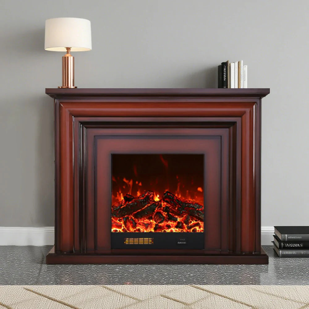 LIVARA 717 3D TV Cabinet Fireplace Remote Wood Dual Effect, - Electric 180cm White Core Solid 12W/750-1500W Options Flame Control, - Frame, Brown