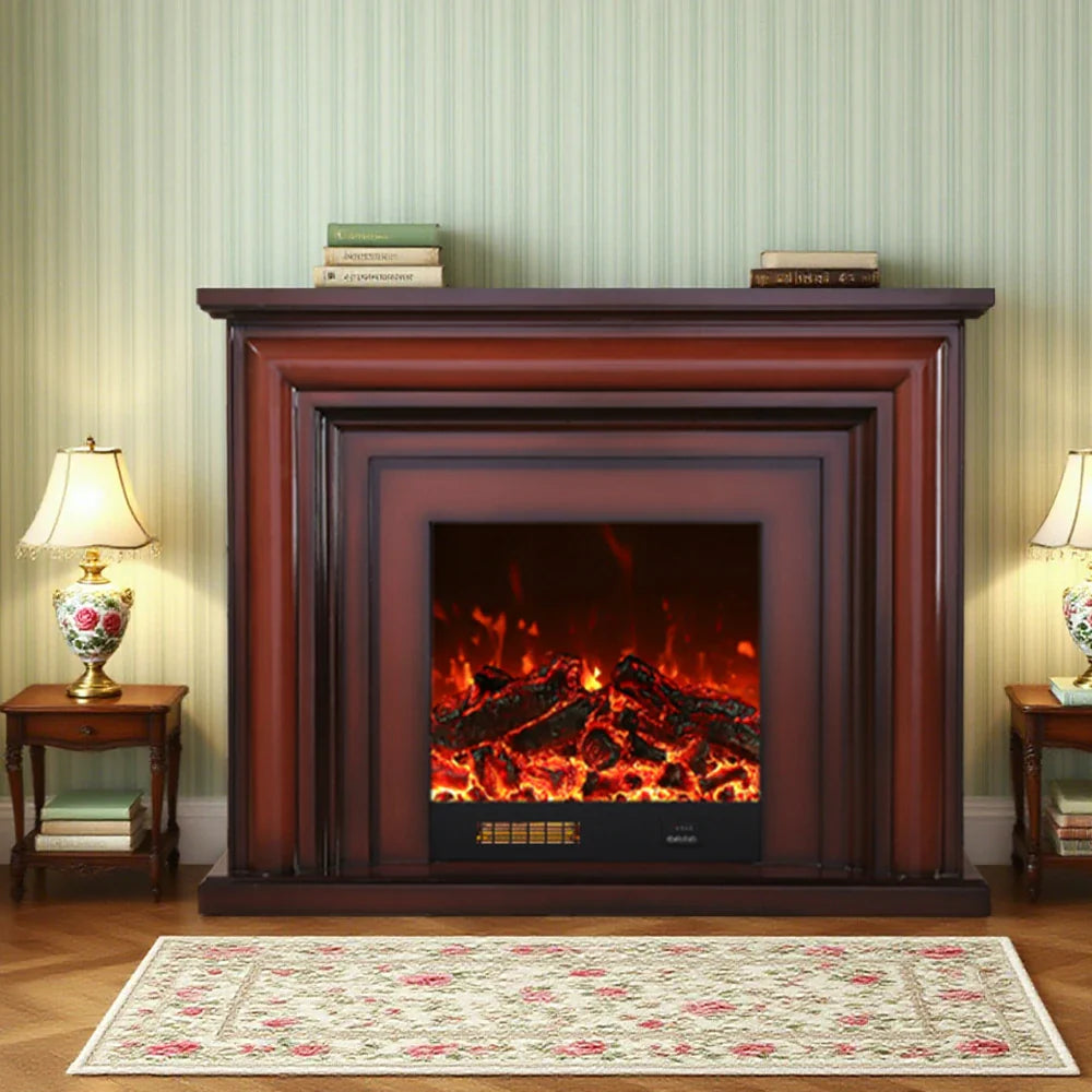 LIVARA 717 3D TV Cabinet Fireplace Remote Wood Dual Effect, - Electric 180cm White Core Solid 12W/750-1500W Options Flame Control, - Frame, Brown