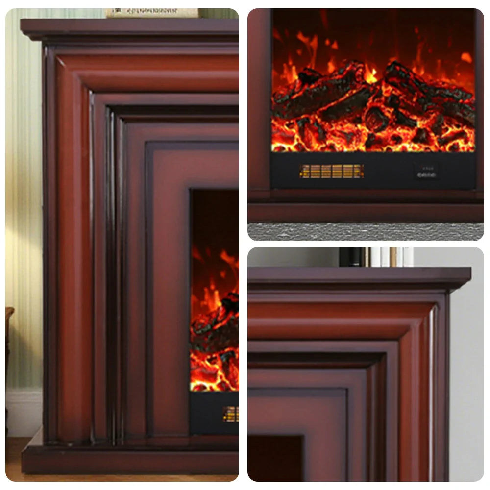 LIVARA 717 3D TV Cabinet Fireplace Remote Wood Dual Effect, - Electric 180cm White Core Solid 12W/750-1500W Options Flame Control, - Frame, Brown