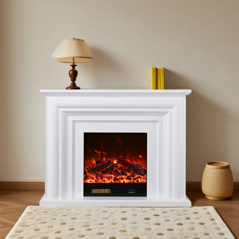 LIVARA 717 180cm - Remote Solid Dual White Cabinet 12W/750-1500W Frame, - Fireplace Flame Control, 3D Electric Options Effect, TV Wood Core White