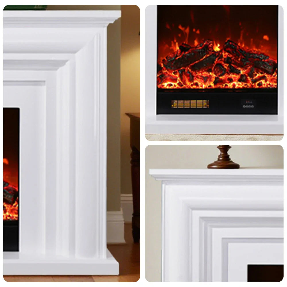 LIVARA 717 180cm - Remote Solid Dual White Cabinet 12W/750-1500W Frame, - Fireplace Flame Control, 3D Electric Options Effect, TV Wood Core White