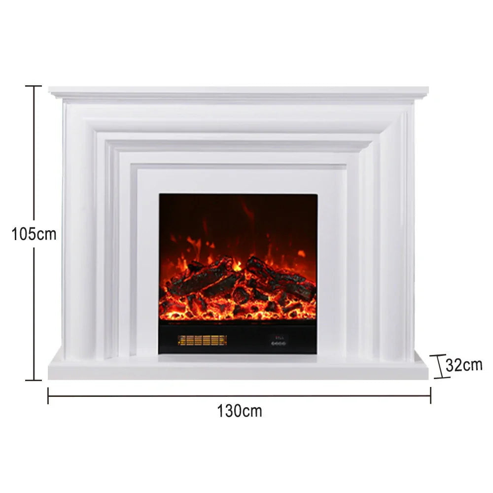 LIVARA 717 180cm - Remote Solid Dual White Cabinet 12W/750-1500W Frame, - Fireplace Flame Control, 3D Electric Options Effect, TV Wood Core White