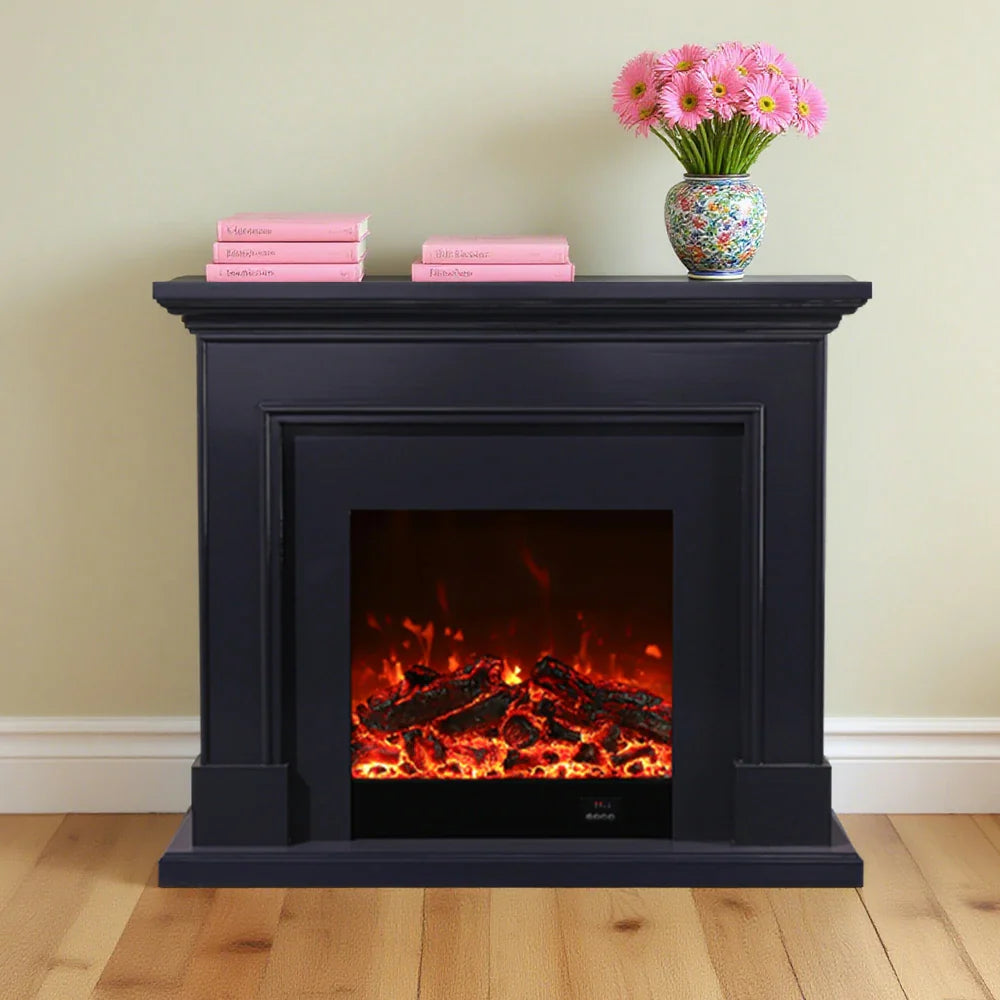 LIVARA 718 Remote 3D Control, Flame 180cm Frame, TV Effect, Core - Wood Electric Options Fireplace Cabinet White - 12W/750-1500W Dual Solid Black