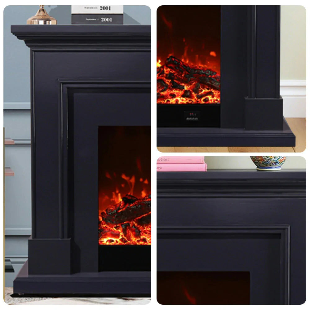 LIVARA 718 Remote 3D Control, Flame 180cm Frame, TV Effect, Core - Wood Electric Options Fireplace Cabinet White - 12W/750-1500W Dual Solid Black