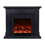 LIVARA 718 Remote 3D Control, Flame 180cm Frame, TV Effect, Core - Wood Electric Options Fireplace Cabinet White - 12W/750-1500W Dual Solid Black