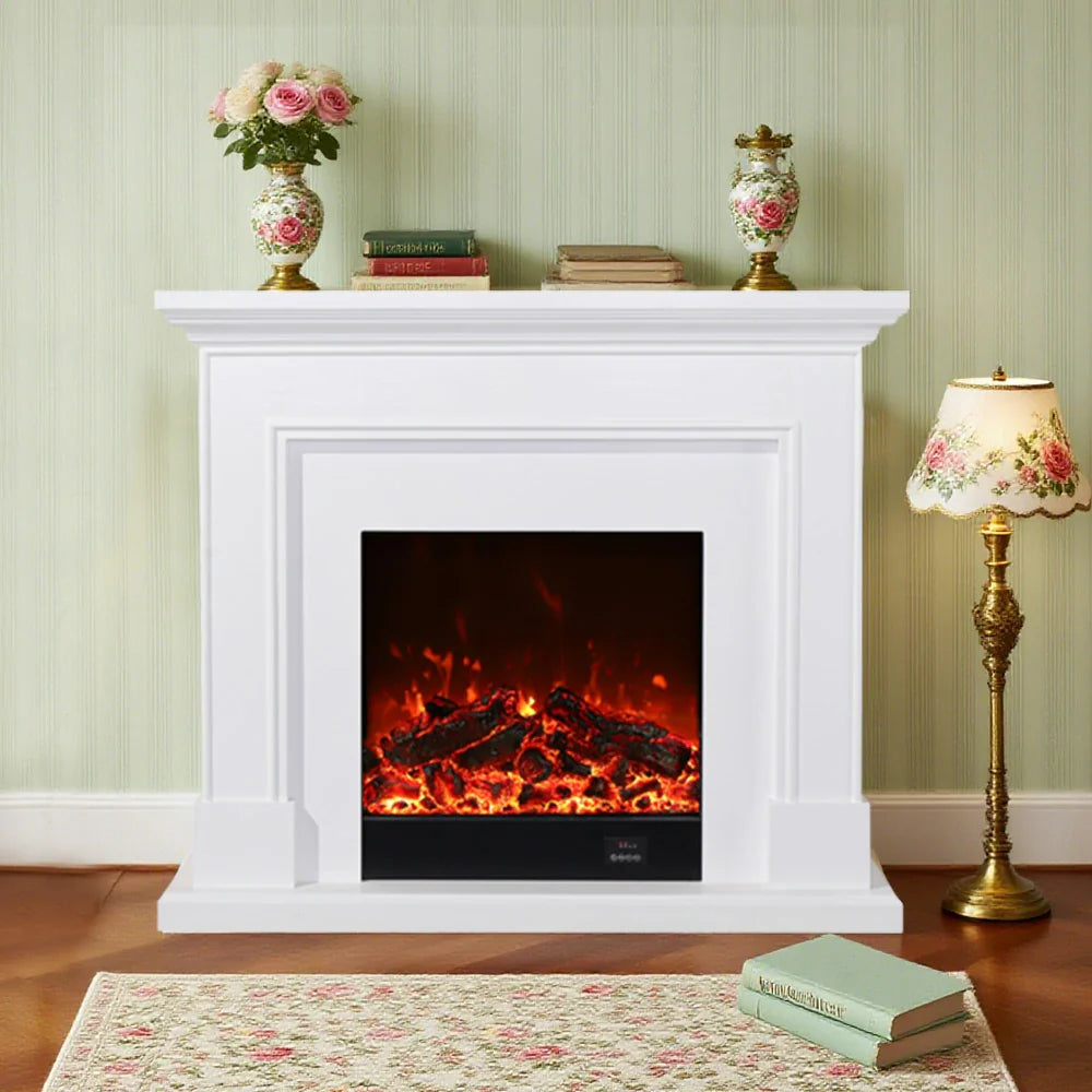 LIVARA 718 Cabinet Options Control, Fireplace 180cm Frame, 3D Core 12W/750-1500W Flame Dual - Solid Electric Effect, White Wood Remote TV - White
