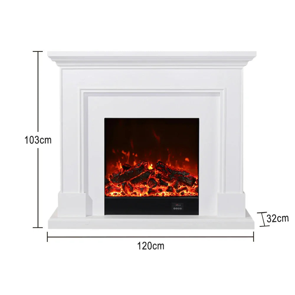 LIVARA 718 Cabinet Options Control, Fireplace 180cm Frame, 3D Core 12W/750-1500W Flame Dual - Solid Electric Effect, White Wood Remote TV - White