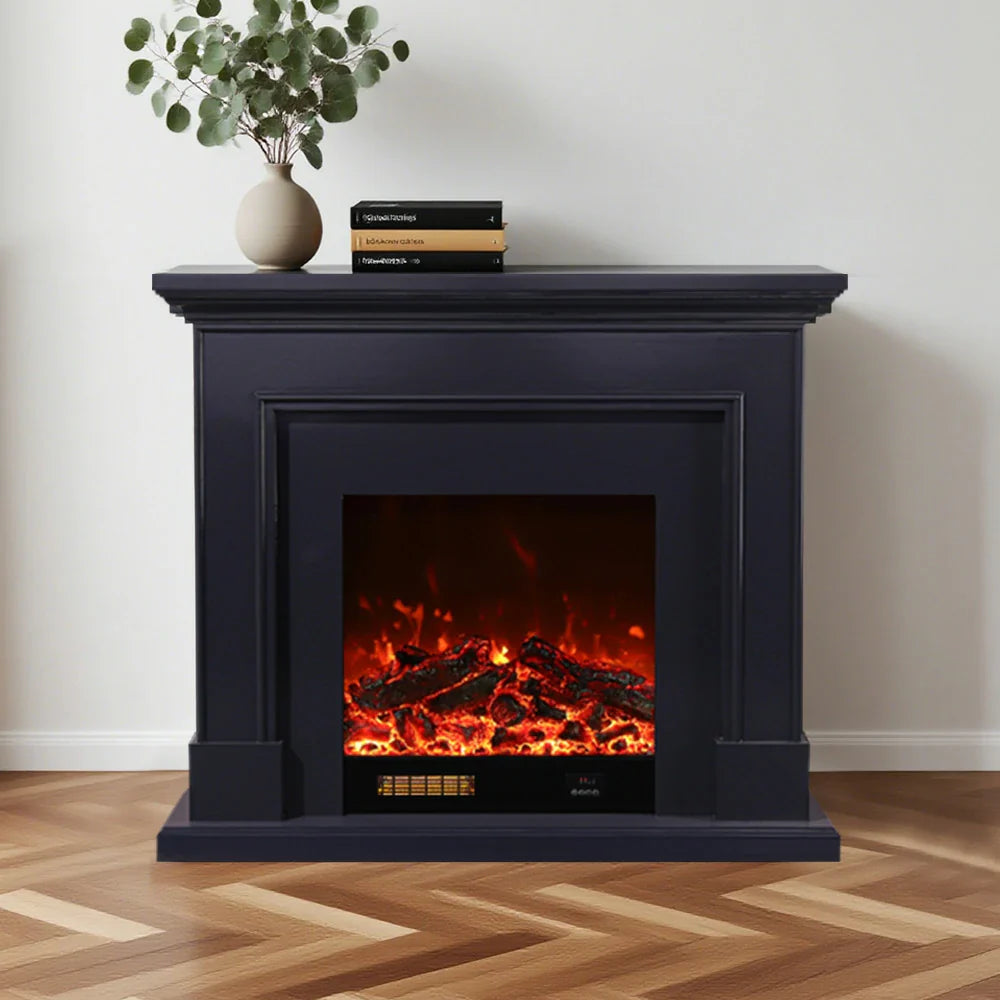 LIVARA 718 Remote 3D Control, Flame 180cm Frame, TV Effect, Core - Wood Electric Options Fireplace Cabinet White - 12W/750-1500W Dual Solid Black