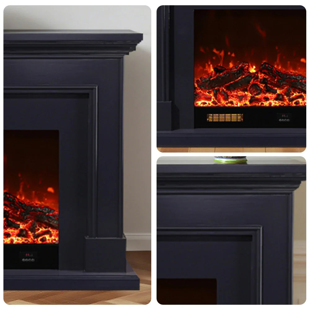 LIVARA 718 Remote 3D Control, Flame 180cm Frame, TV Effect, Core - Wood Electric Options Fireplace Cabinet White - 12W/750-1500W Dual Solid Black
