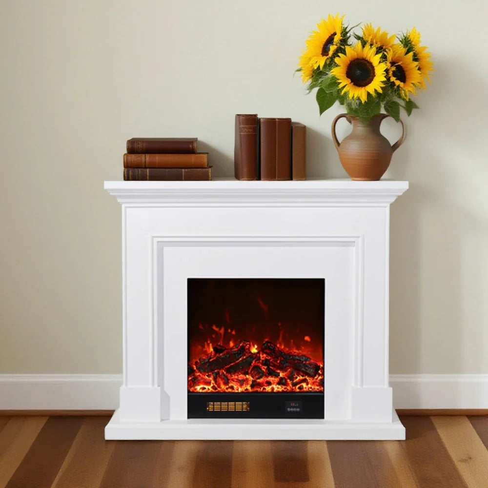 LIVARA 718 Cabinet Options Control, Fireplace 180cm Frame, 3D Core 12W/750-1500W Flame Dual - Solid Electric Effect, White Wood Remote TV - White