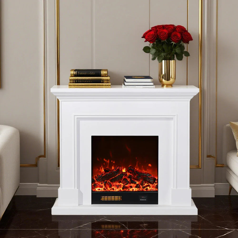 LIVARA 718 Cabinet Options Control, Fireplace 180cm Frame, 3D Core 12W/750-1500W Flame Dual - Solid Electric Effect, White Wood Remote TV - White
