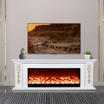 LIVARA 720B Control, Wood Flame Fireplace Electric White Cabinet Remote 180cm TV Frame, - Core Effect, Dual Solid Options 3D 12W/750-1500W