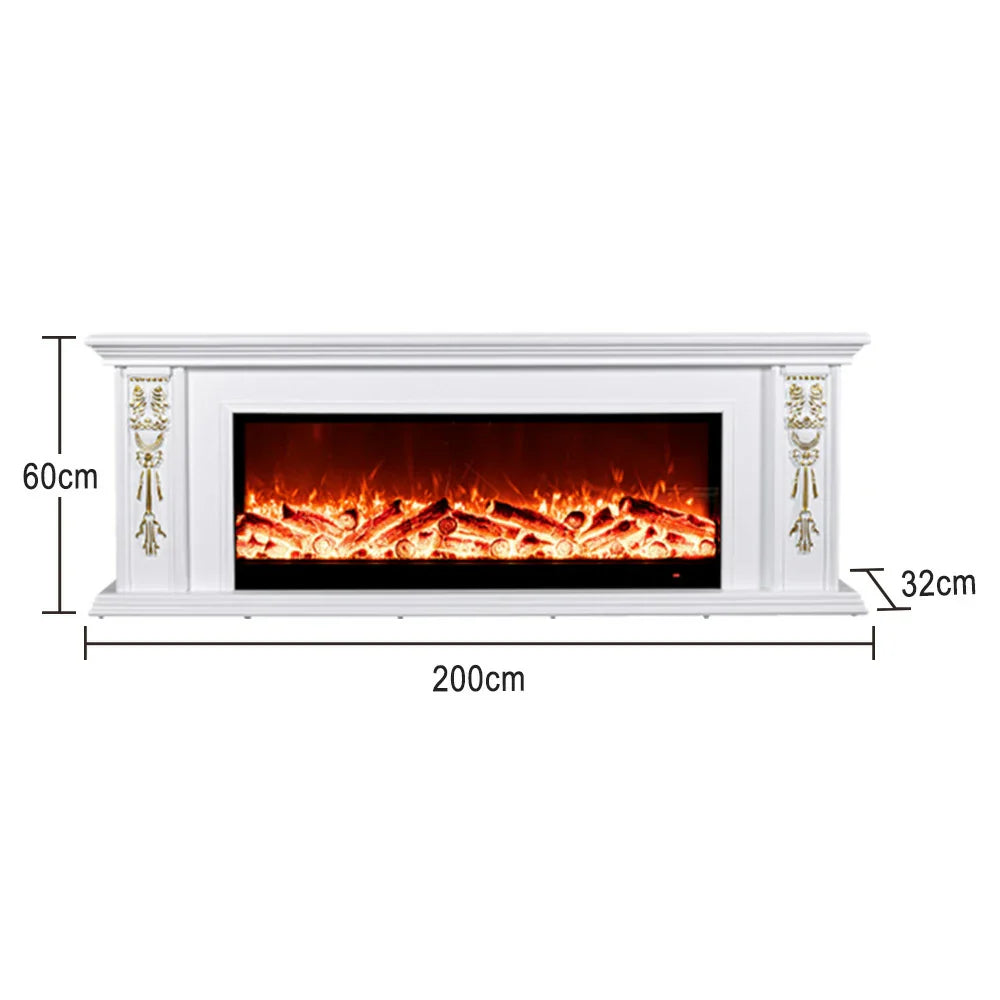 LIVARA 720B Control, Wood Flame Fireplace Electric White Cabinet Remote 180cm TV Frame, - Core Effect, Dual Solid Options 3D 12W/750-1500W