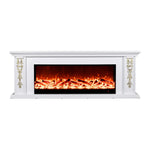LIVARA 720B Control, Wood Flame Fireplace Electric White Cabinet Remote 180cm TV Frame, - Core Effect, Dual Solid Options 3D 12W/750-1500W