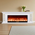 LIVARA 720B Control, Wood Flame Fireplace Electric White Cabinet Remote 180cm TV Frame, - Core Effect, Dual Solid Options 3D 12W/750-1500W