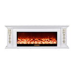 LIVARA 720B Control, Wood Flame Fireplace Electric White Cabinet Remote 180cm TV Frame, - Core Effect, Dual Solid Options 3D 12W/750-1500W