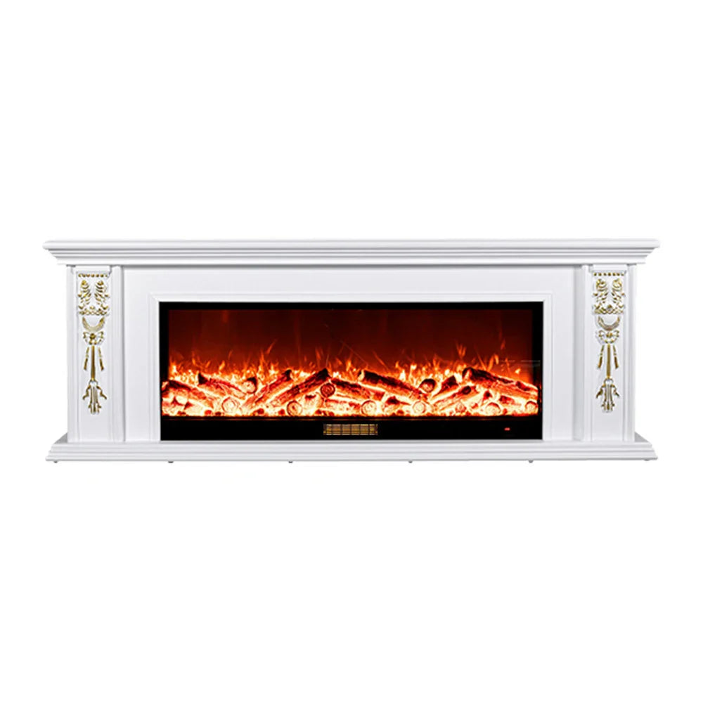 LIVARA 720B Control, Wood Flame Fireplace Electric White Cabinet Remote 180cm TV Frame, - Core Effect, Dual Solid Options 3D 12W/750-1500W