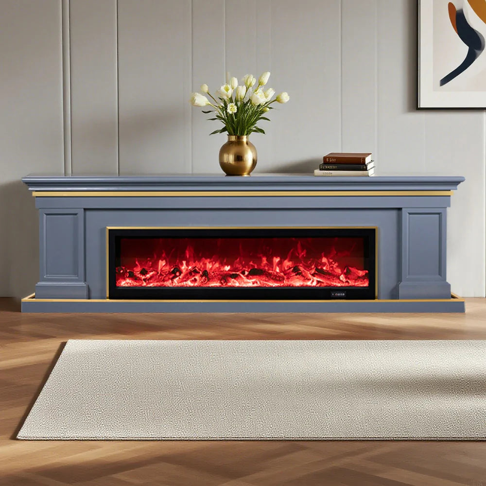 LIVARA 721 Frame, Wood Fireplace Effect, TV Core - Dual Solid - 180cm Flame 12W/750-1500W Cabinet 3D White Options Control, Electric Remote Grey