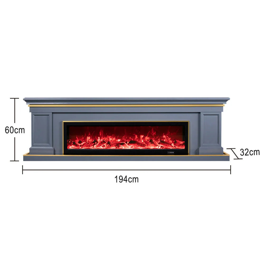 LIVARA 721 Frame, Wood Fireplace Effect, TV Core - Dual Solid - 180cm Flame 12W/750-1500W Cabinet 3D White Options Control, Electric Remote Grey