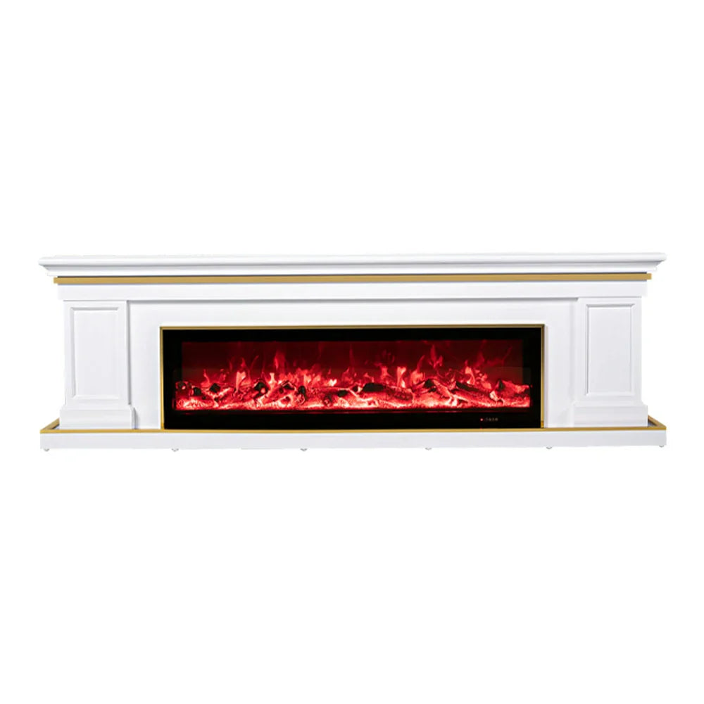LIVARA 721 TV Wood - 12W/750-1500W Effect, Remote 180cm Frame, Electric Control, Flame 3D White Fireplace Options Dual Solid Cabinet Core - White