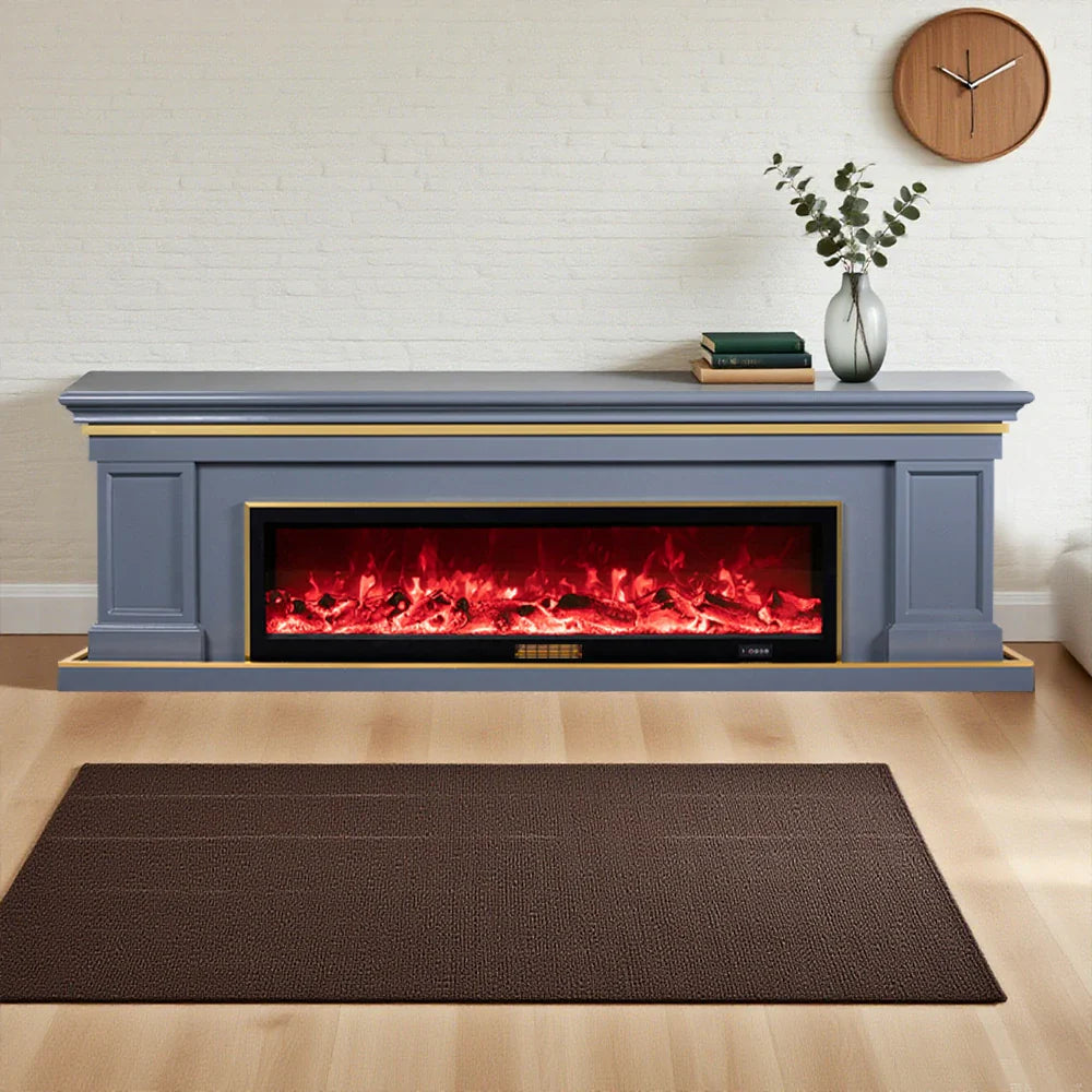 LIVARA 721 Frame, Wood Fireplace Effect, TV Core - Dual Solid - 180cm Flame 12W/750-1500W Cabinet 3D White Options Control, Electric Remote Grey