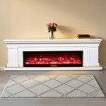 LIVARA 721 TV Wood - 12W/750-1500W Effect, Remote 180cm Frame, Electric Control, Flame 3D White Fireplace Options Dual Solid Cabinet Core - White