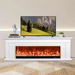 LIVARA 726 Cabinet 3D TV Options Core White Wood Electric 180cm Fireplace Flame Solid Dual Control, Effect, Remote Frame, - 12W/750-1500W
