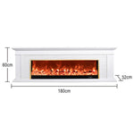 LIVARA 726 Cabinet 3D TV Options Core White Wood Electric 180cm Fireplace Flame Solid Dual Control, Effect, Remote Frame, - 12W/750-1500W
