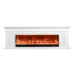 LIVARA 726 Cabinet 3D TV Options Core White Wood Electric 180cm Fireplace Flame Solid Dual Control, Effect, Remote Frame, - 12W/750-1500W
